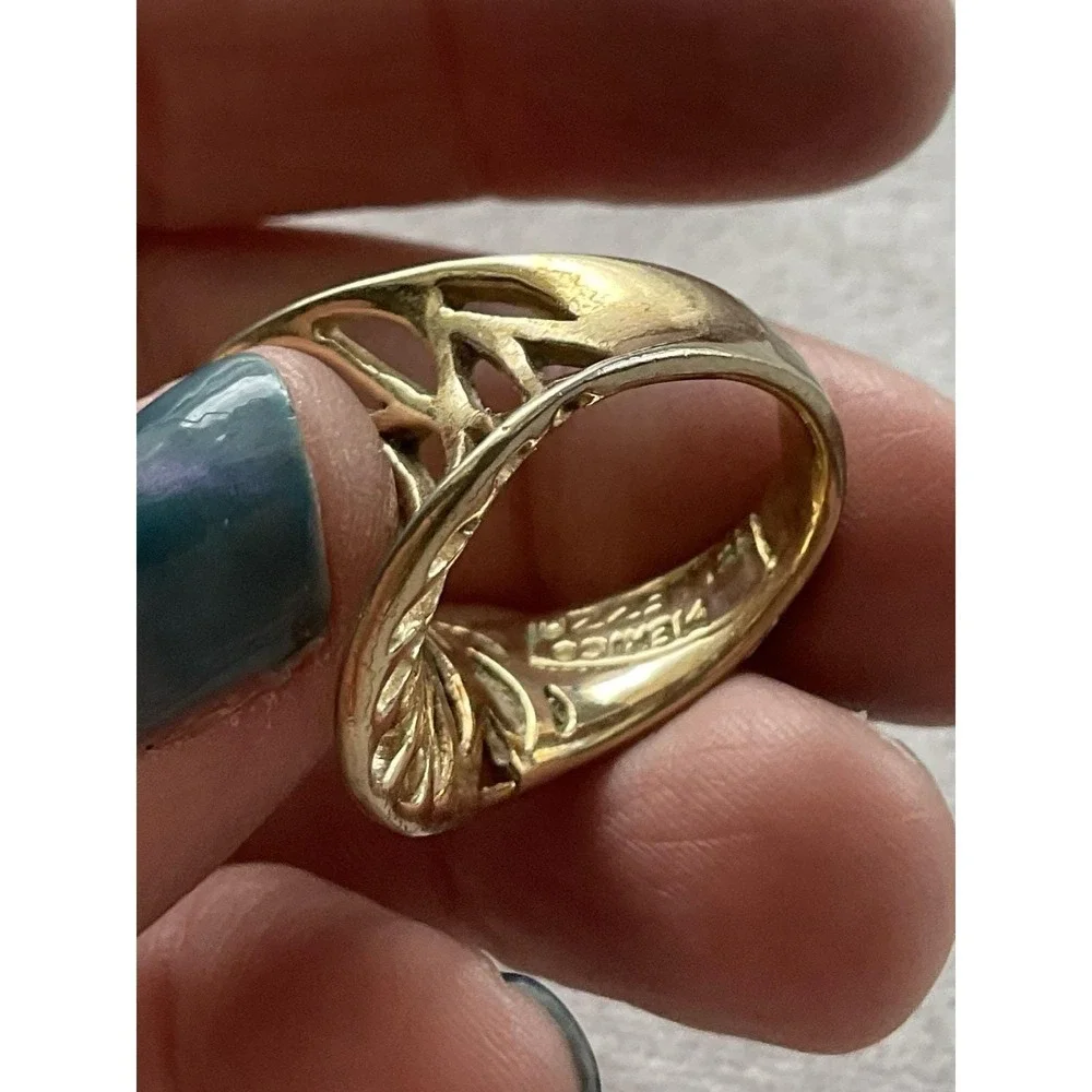 Vintage Mexico 925 Sterling Silver Gold Vermeil Modernist Ring Size 7